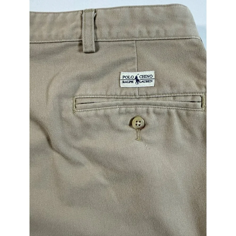 Polo Ralph Lauren Pleated Chino Pants Men‎ 38x32 Khaki Cotton Dress Casual